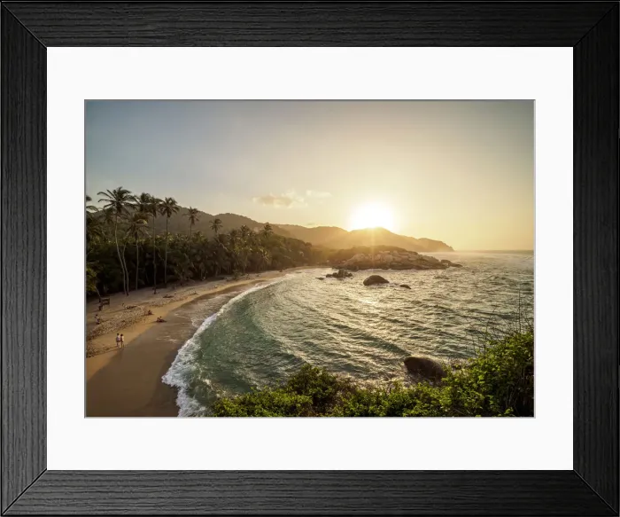 Framed Print : El Cabo San Juan del Guia at sunset, elevated view, Tayrona National Natural Park Framed Print : El Cabo San Juan del Guia at sunset, elevated view, Tayrona National Natural Park