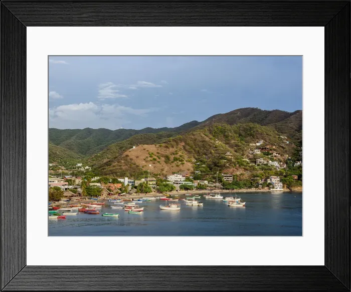 Framed Print : Taganga, elevated view, Magdalena Department, Caribbean, Colombia Framed Print : Taganga, elevated view, Magdalena Department, Caribbean, Colombia