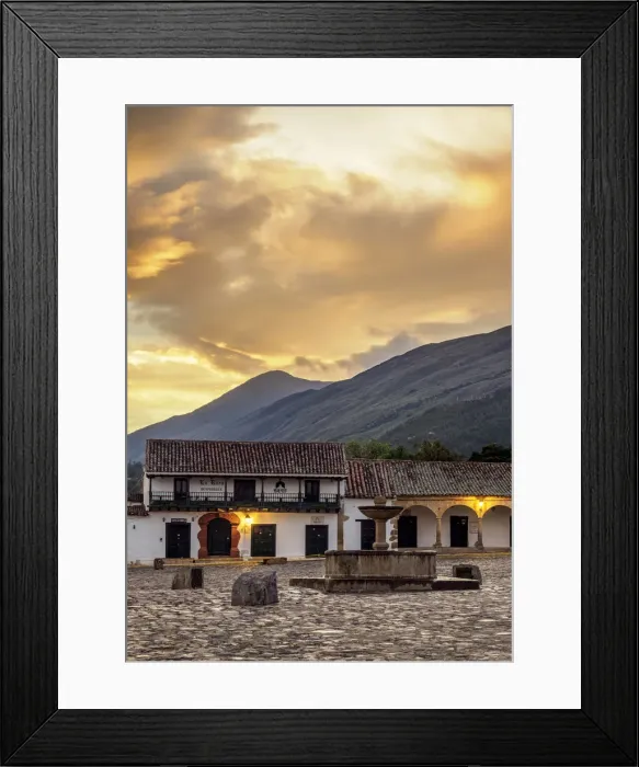 Framed Print : Main Square, Plaza Mayor, sunrise, Villa de Leyva, Boyaca Department, Colombia Framed Print : Main Square, Plaza Mayor, sunrise, Villa de Leyva, Boyaca Department, Colombia