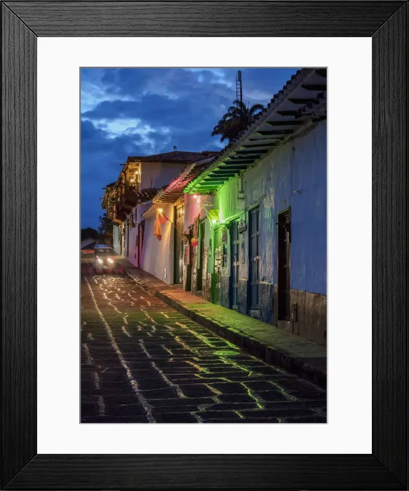 Framed Print : Street of Barichara at dusk, Santander Department, Colombia Framed Print : Street of Barichara at dusk, Santander Department, Colombia