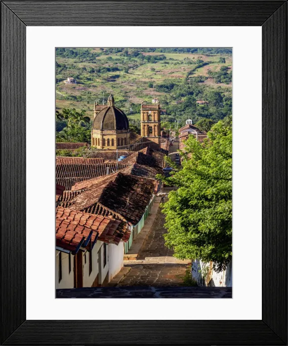 Framed Print : View towards La Inmaculada Concepcion Cathedral, Barichara, Santander Department Framed Print : View towards La Inmaculada Concepcion Cathedral, Barichara, Santander Department
