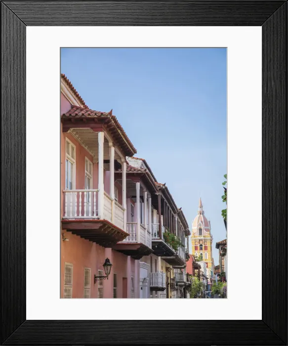 Framed Print : Colombia, Caribbean coast, Cartagena, view of colonial buildings in the old city centre Framed Print : Colombia, Caribbean coast, Cartagena, view of colonial buildings in the old city centre