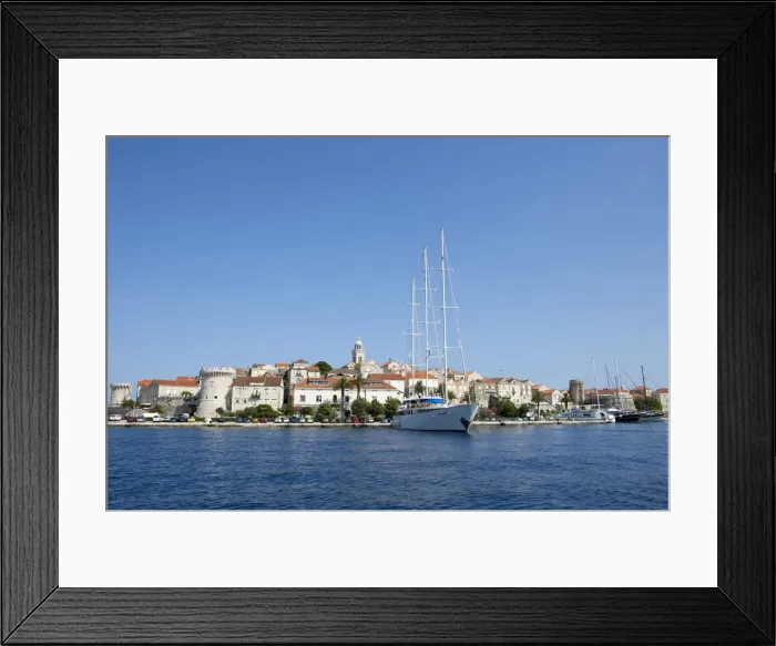 Framed Print : Europe, Croatia, Dalmatia, Korcula island, Korcula town, showing the fortified city walls Framed Print : Europe, Croatia, Dalmatia, Korcula island, Korcula town, showing the fortified city walls