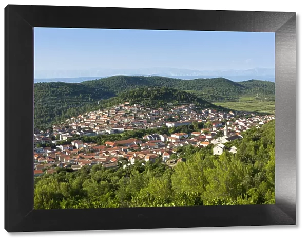 Europe, Croatia, Dalmatia, Korcula Island, elevated view of Blato town