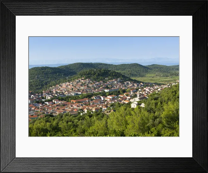 Framed Print : Europe, Croatia, Dalmatia, Korcula Island, elevated view of Blato town Framed Print : Europe, Croatia, Dalmatia, Korcula Island, elevated view of Blato town