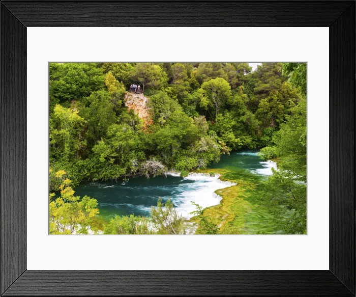Framed Print : Croatia, Dalmatia, Sibenik, Knin, Krka, Krka National park, Tourists overlooking