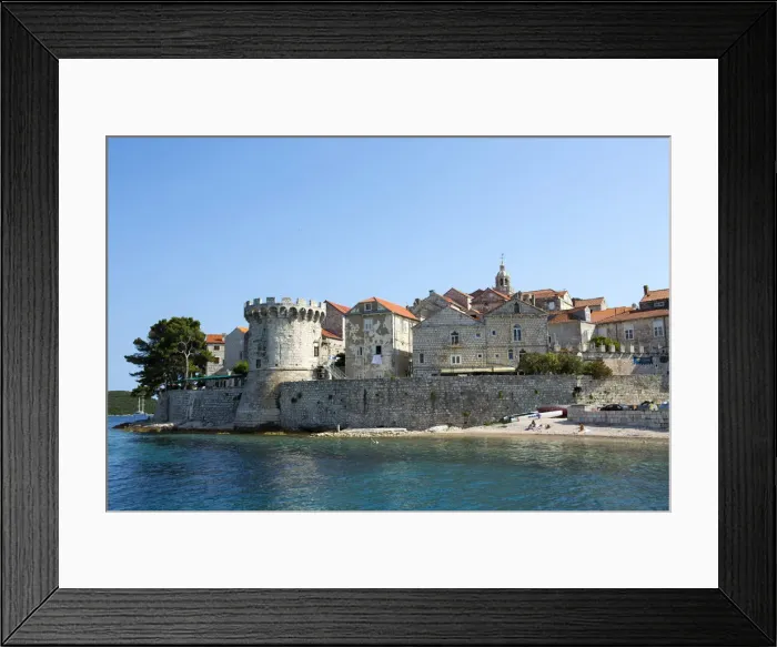 Framed Print : Europe, Croatia, Dalmatia, Korcula island, Korcula town, showing the fortified city walls Framed Print : Europe, Croatia, Dalmatia, Korcula island, Korcula town, showing the fortified city walls
