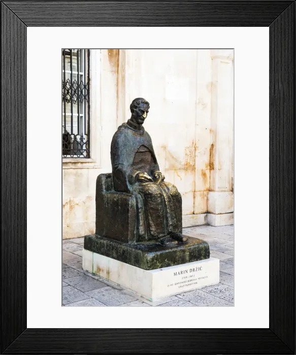 Framed Print : Croatia, Dalmatia, Dubrovnik, Old town; Statue of Marin Drzic