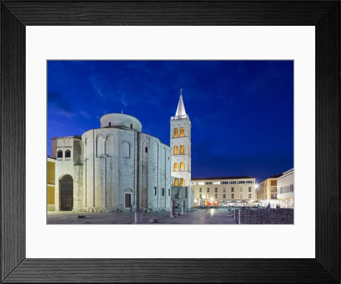 Framed Print : Croatia, Zadar Region, Zadar. Roman ruins in front of the Church of St