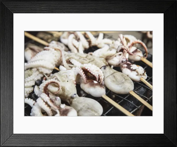 Framed Print : Octopus on barbecue on Ochheuteal Beach, Sihanoukville, Cambodia Framed Print : Octopus on barbecue on Ochheuteal Beach, Sihanoukville, Cambodia
