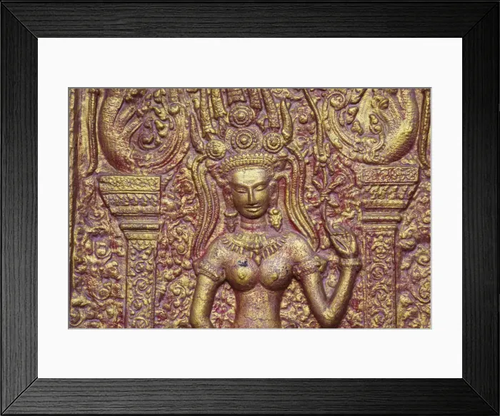 Framed Print : Bas-relief at Wat Phnom, Phnom Penh, Cambodia Framed Print : Bas-relief at Wat Phnom, Phnom Penh, Cambodia