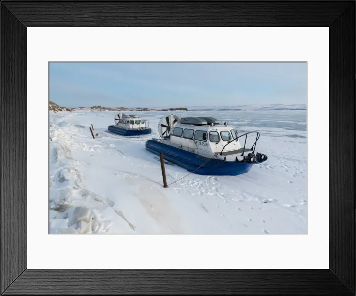 Framed Print : Two hovercrafts on the bank of the lake Baikal, Irkutsk region, Siberia, Russia Framed Print : Two hovercrafts on the bank of the lake Baikal, Irkutsk region, Siberia, Russia