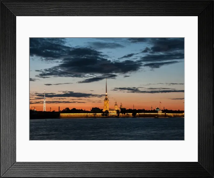 Framed Print : Peter and Paul Fortress on Zayachy Island at dusk, Saint Petersburg, Russia Framed Print : Peter and Paul Fortress on Zayachy Island at dusk, Saint Petersburg, Russia