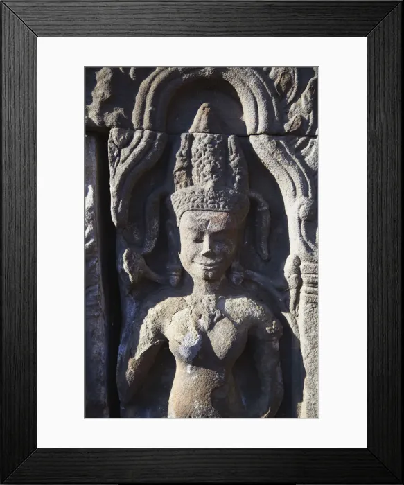 Framed Print : Bas-relief at Angkor era ruins of Wat Nokor, Kampong Cham, Cambodia Framed Print : Bas-relief at Angkor era ruins of Wat Nokor, Kampong Cham, Cambodia