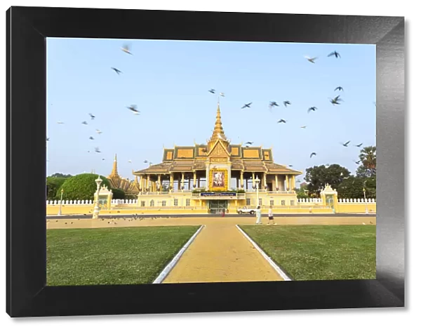 Cambodia, Phnom Penh. The silver pagoda, royal palace complex, from outside