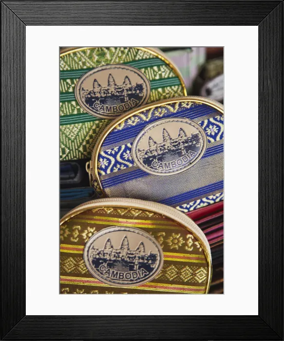 Framed Print : Souvenir purses in Central Market, Phnom Penh, Cambodia Framed Print : Souvenir purses in Central Market, Phnom Penh, Cambodia