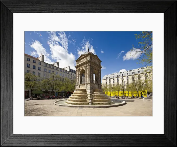 Framed Print : Paris, France. The sun shines on the Fountain des Innocents in the Place Joachim du Framed Print : Paris, France. The sun shines on the Fountain des Innocents in the Place Joachim du