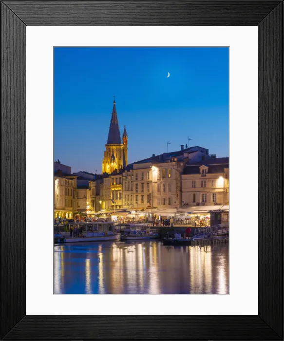 Framed Print : France, Poitou Charentes, La Rochelle, Old Harbour and lantern tower at dusk Framed Print : France, Poitou Charentes, La Rochelle, Old Harbour and lantern tower at dusk