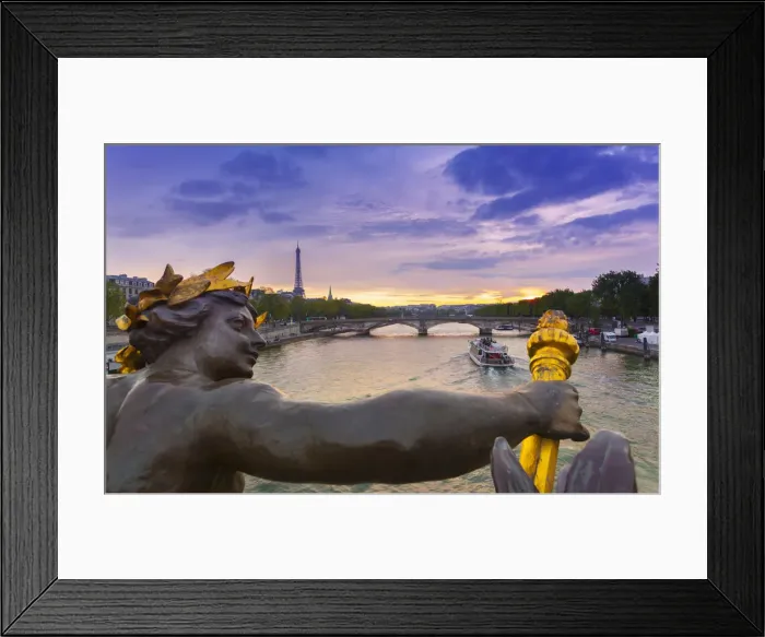 Framed Print : France, Paris, Pont Alexandre III with Eiffel Tower in background at dusk Framed Print : France, Paris, Pont Alexandre III with Eiffel Tower in background at dusk