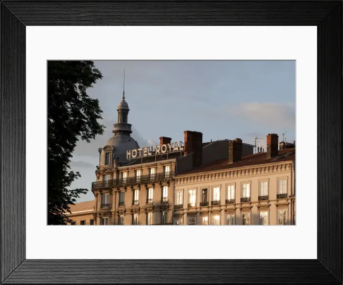 Framed Print : Lyon, France; Sunset on the side of the Royal Hotel in Lyon France Framed Print : Lyon, France; Sunset on the side of the Royal Hotel in Lyon France