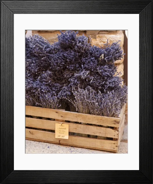 Framed Print : Rousillion; France. A basket of lavender for sale in southern France Framed Print : Rousillion; France. A basket of lavender for sale in southern France