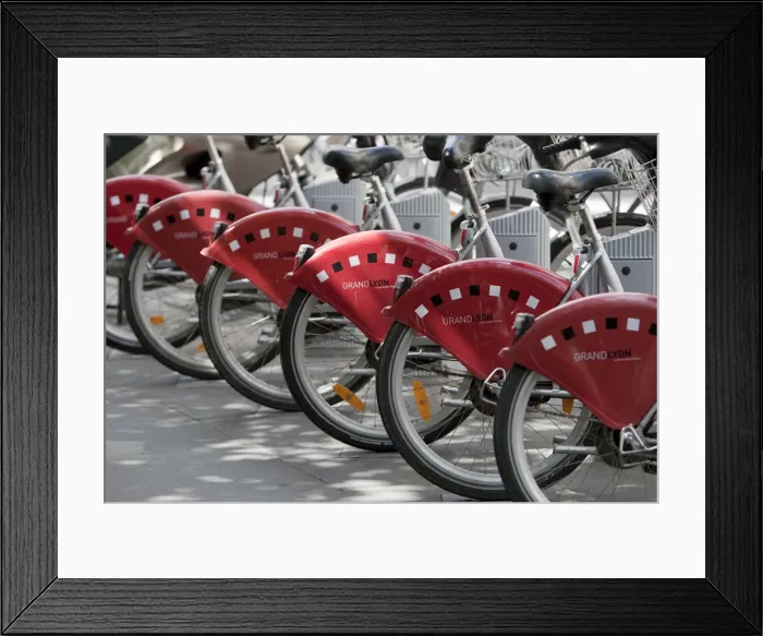 Framed Print : Lyon, France; Rental bicycles in Lyon France Framed Print : Lyon, France; Rental bicycles in Lyon France