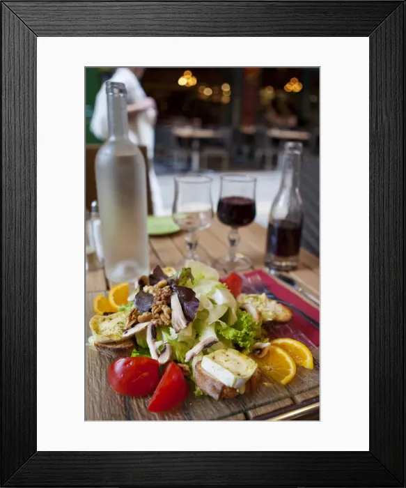 Framed Print : Lyon; France. An al fresco meal in a streetside cafe Framed Print : Lyon; France. An al fresco meal in a streetside cafe
