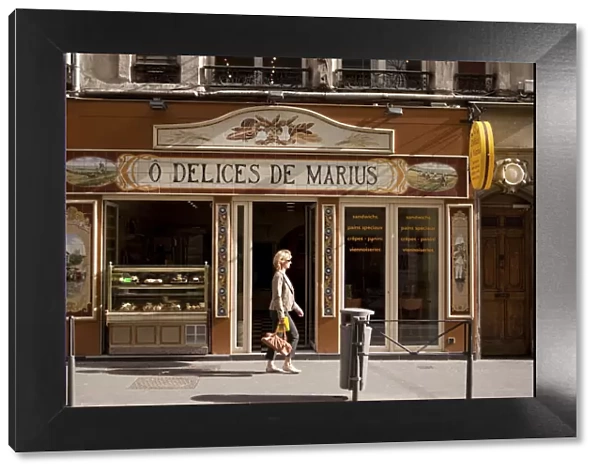 Lyon, France; A street scene in front of a bakery in Lyon France