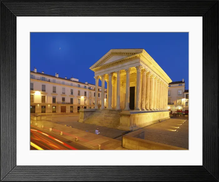 Framed Print : France, Provence, Nimes, Maison Caree at night Framed Print : France, Provence, Nimes, Maison Caree at night