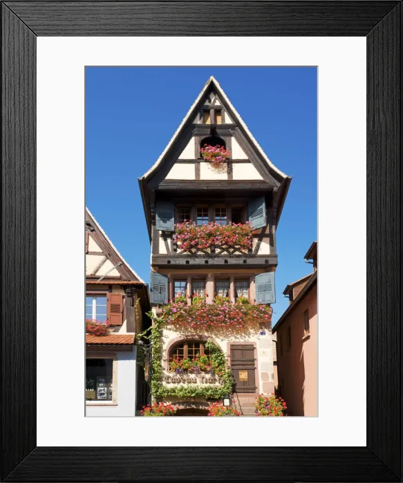 Framed Print : Half Timbered house in Dambach la Ville, Alsace, France