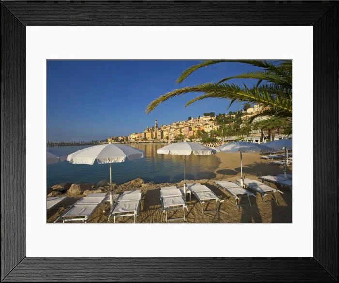 Framed Print : Beach of Menton, Cote Azur, France Framed Print : Beach of Menton, Cote Azur, France