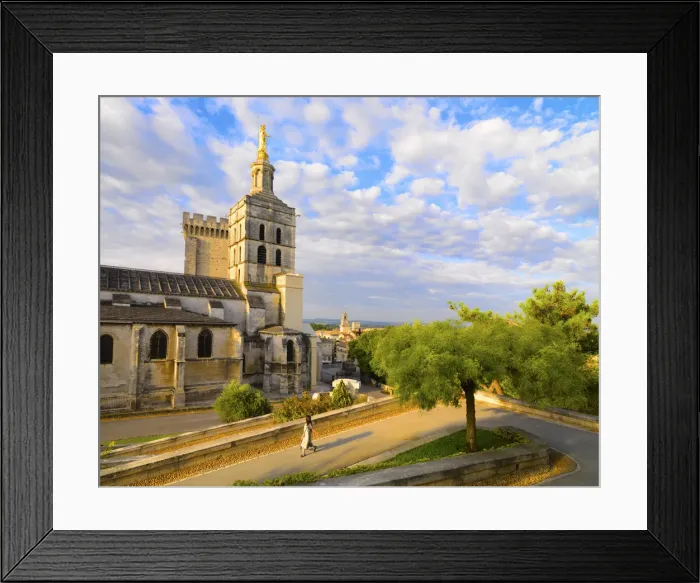 Framed Print : France, Provence, Avignon, Cathedral Notre-Dame-des Doms, Woman walking down path MR Framed Print : France, Provence, Avignon, Cathedral Notre-Dame-des Doms, Woman walking down path MR