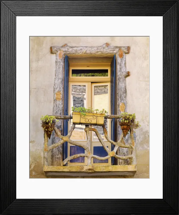 Framed Print : France, Provence, Saint-Guilhem-le-Desert, Ornate balcony Framed Print : France, Provence, Saint-Guilhem-le-Desert, Ornate balcony