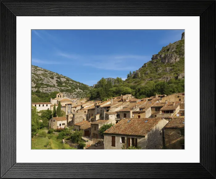 Framed Print : France, Provence, Saint-Guilhem-le-Desert, Overview of town