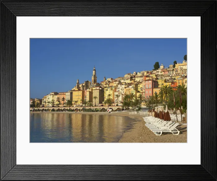 Framed Print : Beach of Menton, Cote da'Azur, France