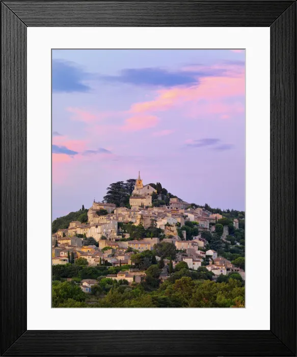 Framed Print : France, Provence, Bonnieux, Hilltop village at dusk Framed Print : France, Provence, Bonnieux, Hilltop village at dusk
