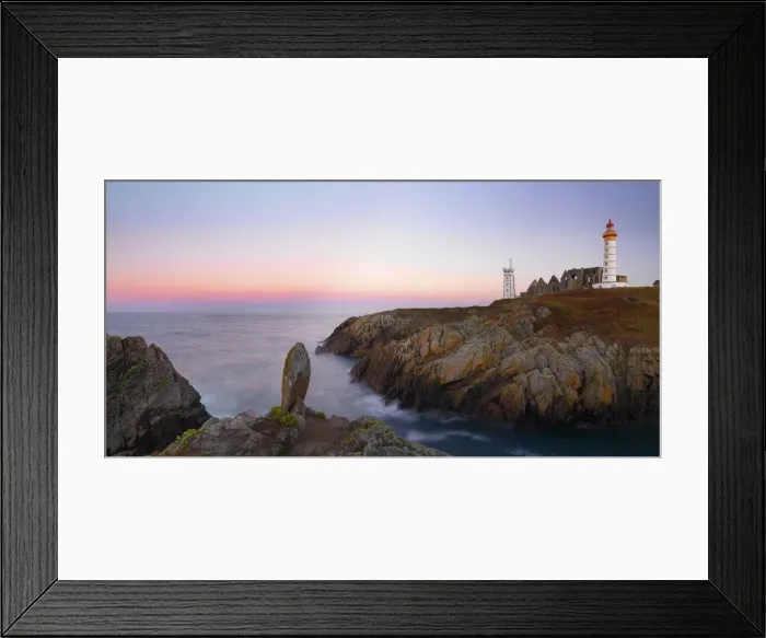 Framed Print : France, Brittany, Finistere, Pointe St. Mathieu, Saint Mathieu lighthouse and menhir Framed Print : France, Brittany, Finistere, Pointe St. Mathieu, Saint Mathieu lighthouse and menhir