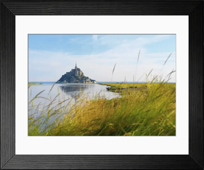 Framed Print : France, Normandy, Le Mont Saint Michel, grass in foreground Framed Print : France, Normandy, Le Mont Saint Michel, grass in foreground