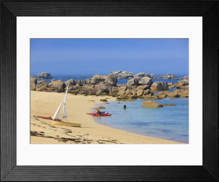 Framed Print : France, Brittany, Finistere, , Pontusval, Pointe de Beg Pol, Brignogan Plages