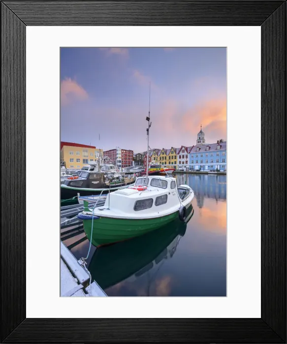 Framed Print : Colourful boats and buildings in Taorshavn harbour, Faroe Islands, Denmark, Europe Framed Print : Colourful boats and buildings in Taorshavn harbour, Faroe Islands, Denmark, Europe