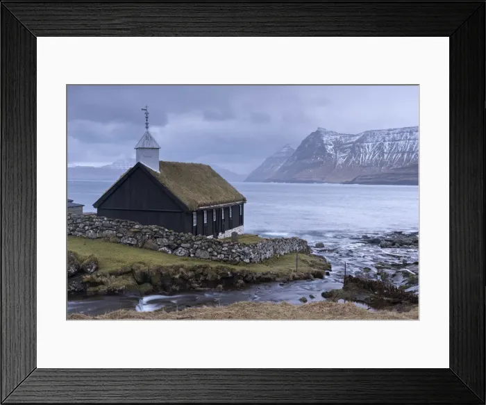 Framed Print : Grass roofed Church in the village of Funningur on the island of Eysturoy, Faroe Islands Framed Print : Grass roofed Church in the village of Funningur on the island of Eysturoy, Faroe Islands