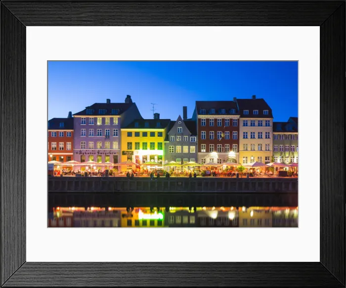 Framed Print : Denmark, Hillerod, Copenhagen. Colourful buildings along the 17th century waterfront Framed Print : Denmark, Hillerod, Copenhagen. Colourful buildings along the 17th century waterfront