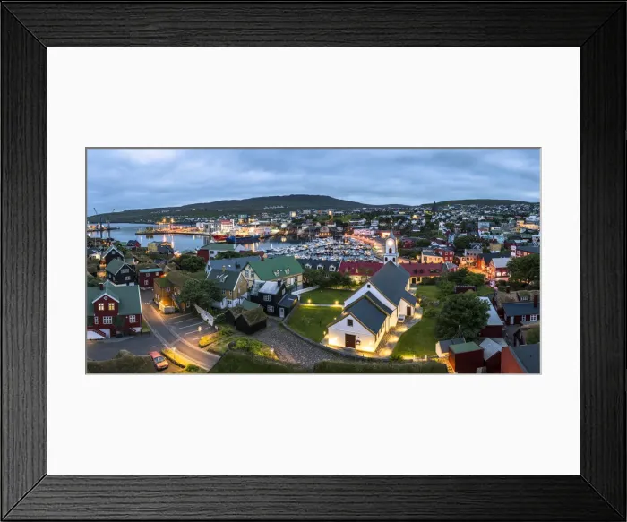 Framed Print : Torshavn, Stremnoy island, Faroe Islands, Denmark. View over the city at dusk Framed Print : Torshavn, Stremnoy island, Faroe Islands, Denmark. View over the city at dusk
