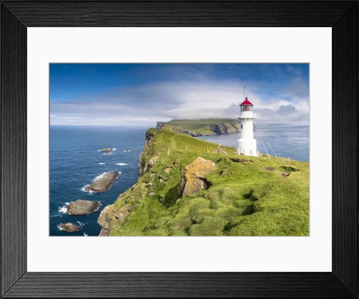 Framed Print : Mykines island, Faroe Islands, Denmark. Lighthouse and cliffs Framed Print : Mykines island, Faroe Islands, Denmark. Lighthouse and cliffs