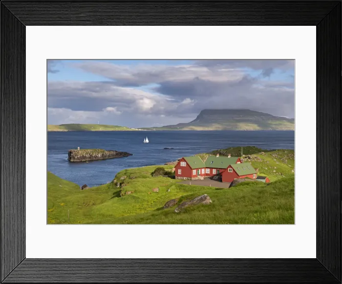 Framed Print : Colourful Faroese cottages in Hoyvik on the island of Streymoy, Faroe Islands, Denmark