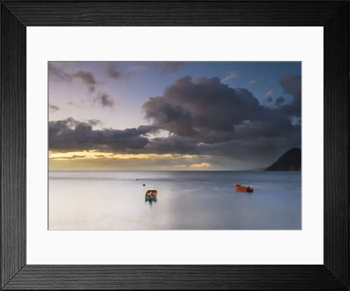 Framed Print : Dominica, Scotts Head. Fishing boats at sunset Framed Print : Dominica, Scotts Head. Fishing boats at sunset