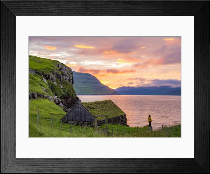 Framed Print : Sunset on the island of Streymoy, Faroe Islands, Europe Framed Print : Sunset on the island of Streymoy, Faroe Islands, Europe