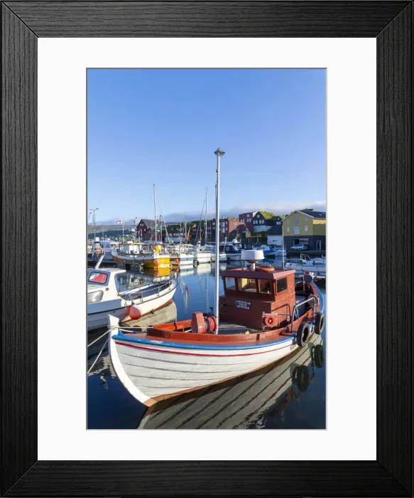 Framed Print : Torshavn harbour, typical boat. Faroe Islands, Europe Framed Print : Torshavn harbour, typical boat. Faroe Islands, Europe