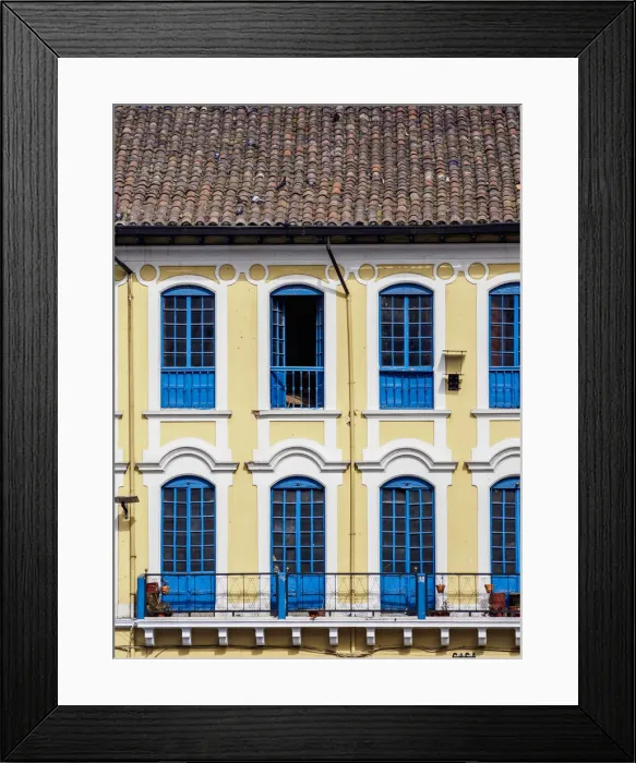 Framed Print : Architecture of St Francis Square, detailed view, Old Town, Quito, Pichincha Province