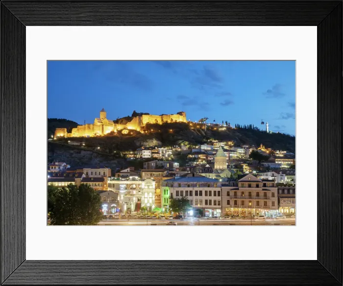 Framed Print : Narikala fortress above the Old Town, at dusk. Tbilisi, Georgia. Caucasus Framed Print : Narikala fortress above the Old Town, at dusk. Tbilisi, Georgia. Caucasus
